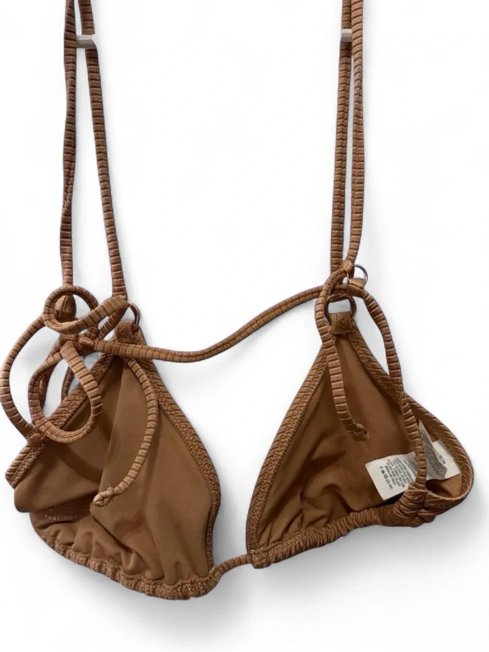 aerie Ribbed Triangle Bikini Top in Neutral
